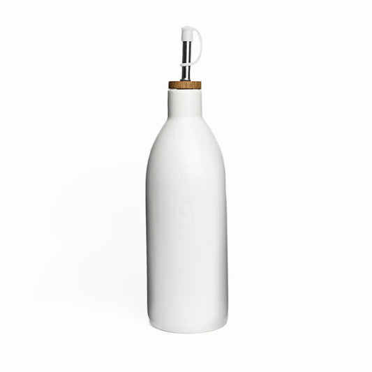 Olive Oil Bottle - White Ceramic
