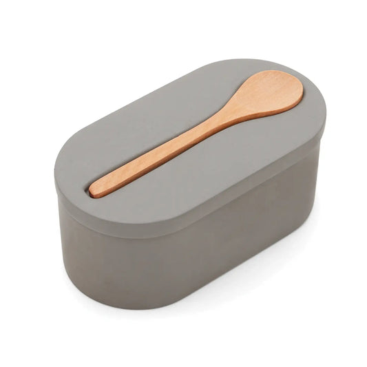 Cement Salt Cellar with Spoon - Grey