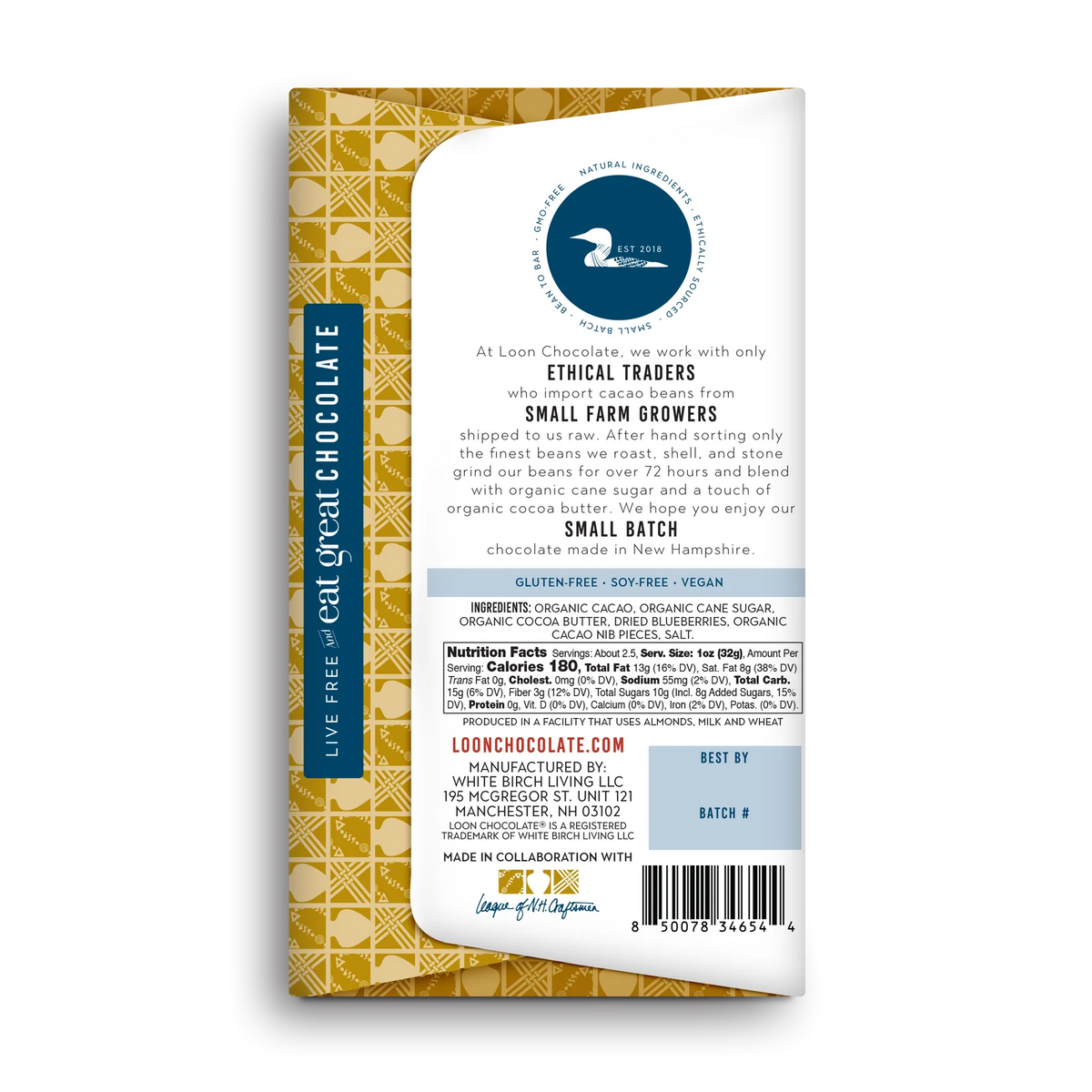 BLUEBERRY-CACAO – DARK CHOCOLATE BAR